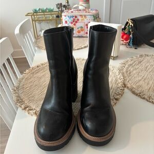 MIA Black Ankle Boots with Chunky Soles and Side Zipper